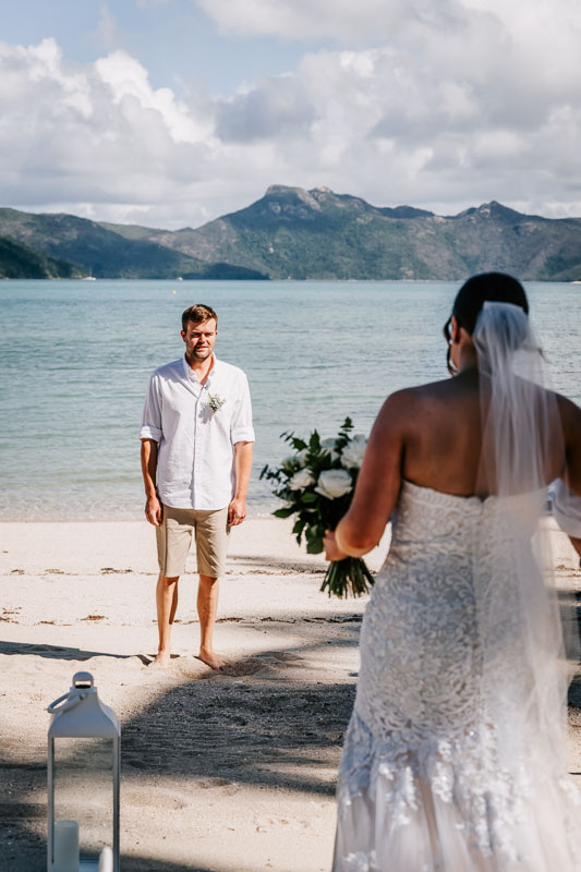 Hayman Island first look bride and groom
