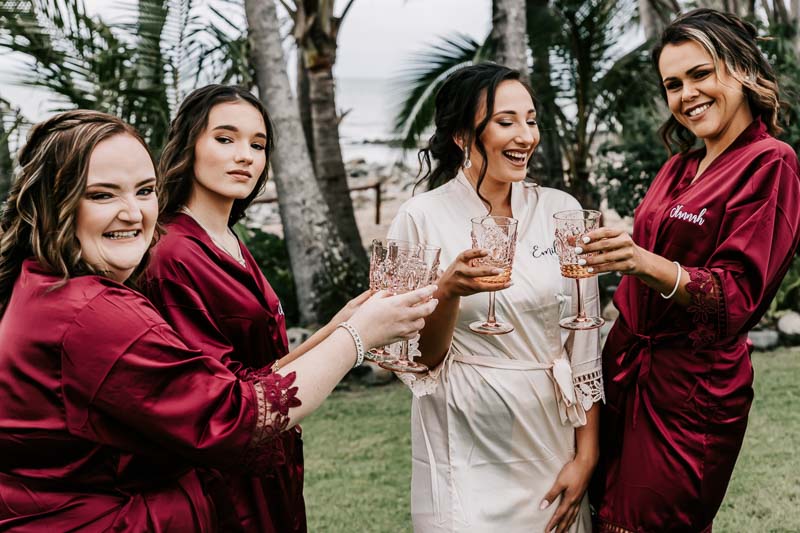 bridesmaids in their robes