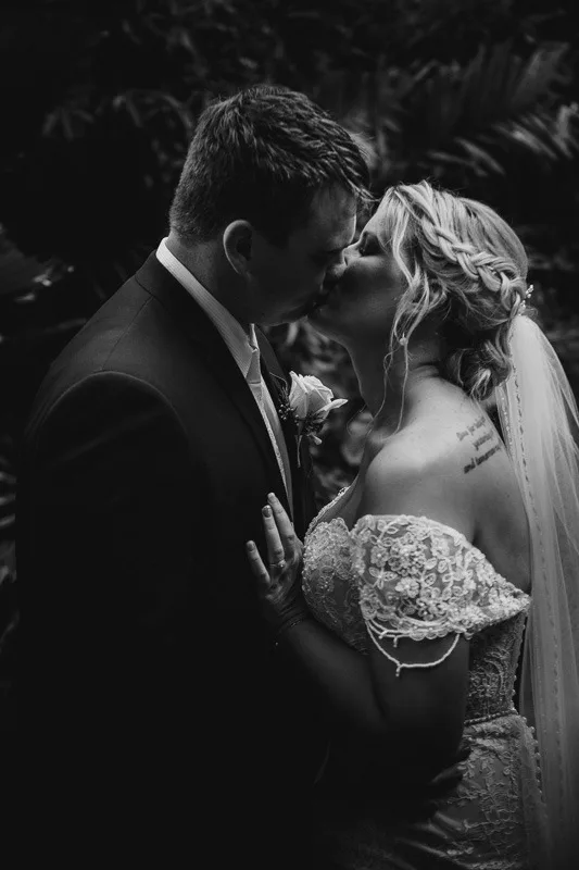 bride and groom black and white