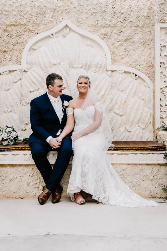 bride and groom in cactarium