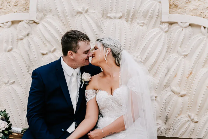 bride and groom in cactarium