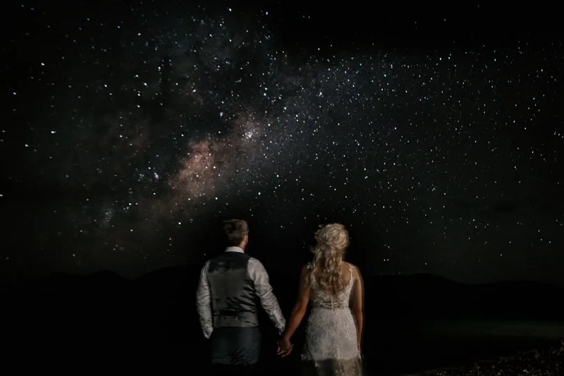 star long exposure bride and groom