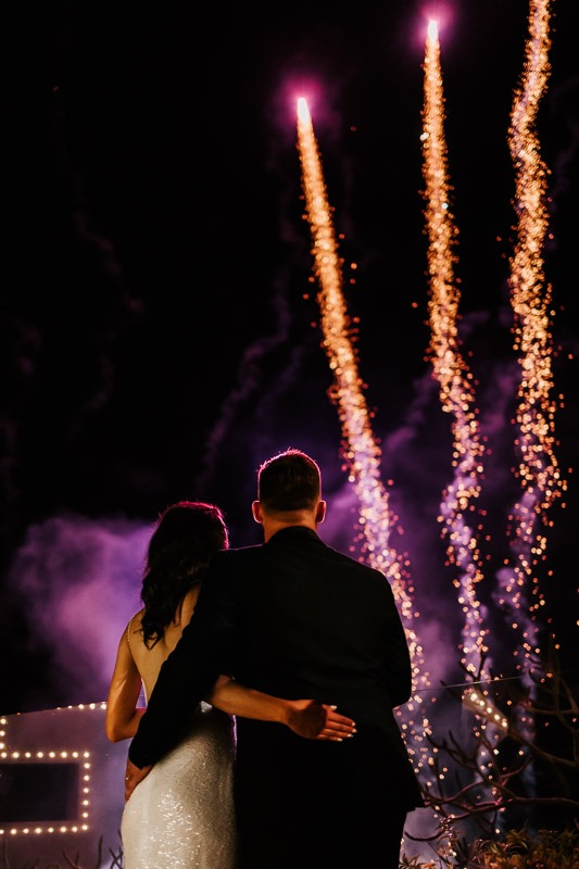 bride and groom fireworks