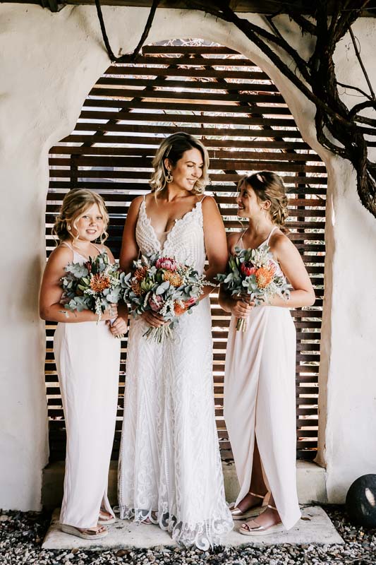 bride and daughters as bridesmaids