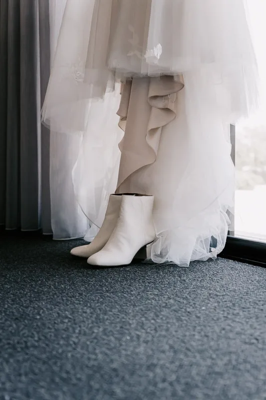 bridal boots and dress