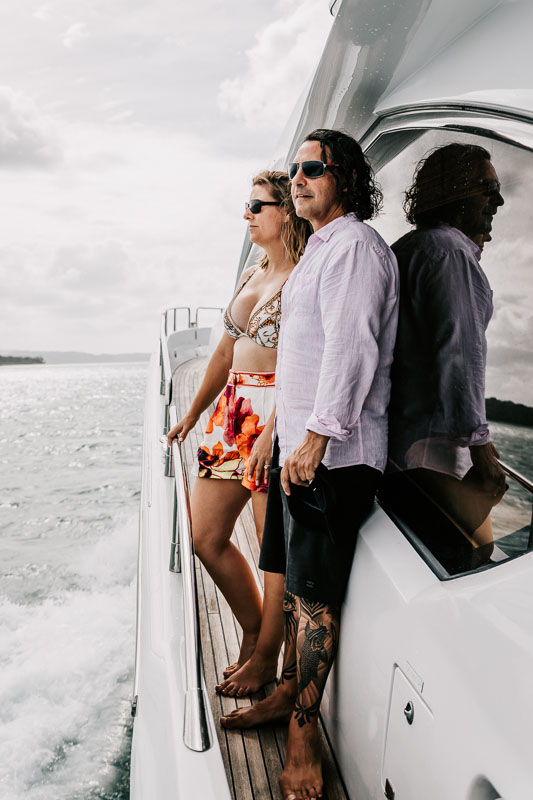 bride and groom on alani whitsundays yacht