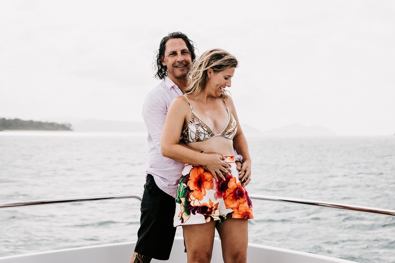 bride and groom on alani whitsundays yacht