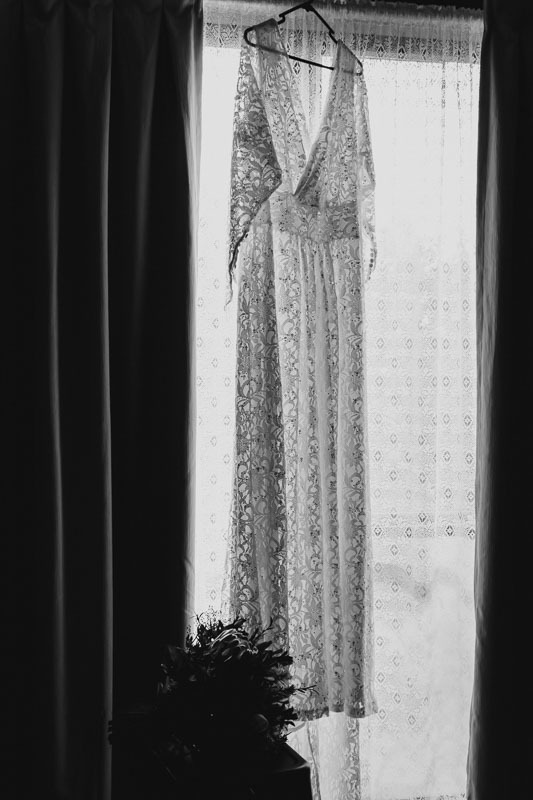 dress hangin in window