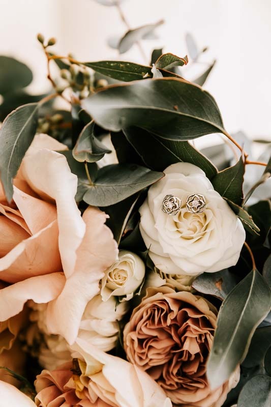 bridal earrings in bouquet