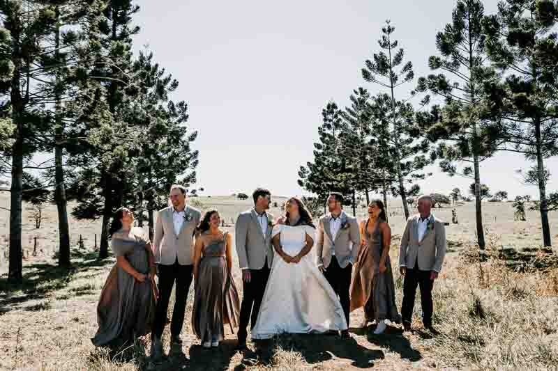 bride and groom and bridal party