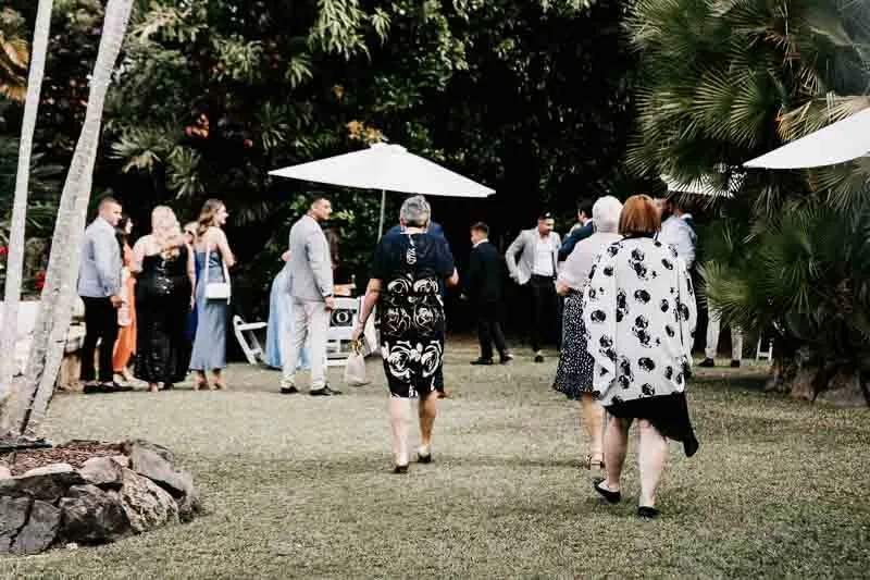 guests arriving to garden