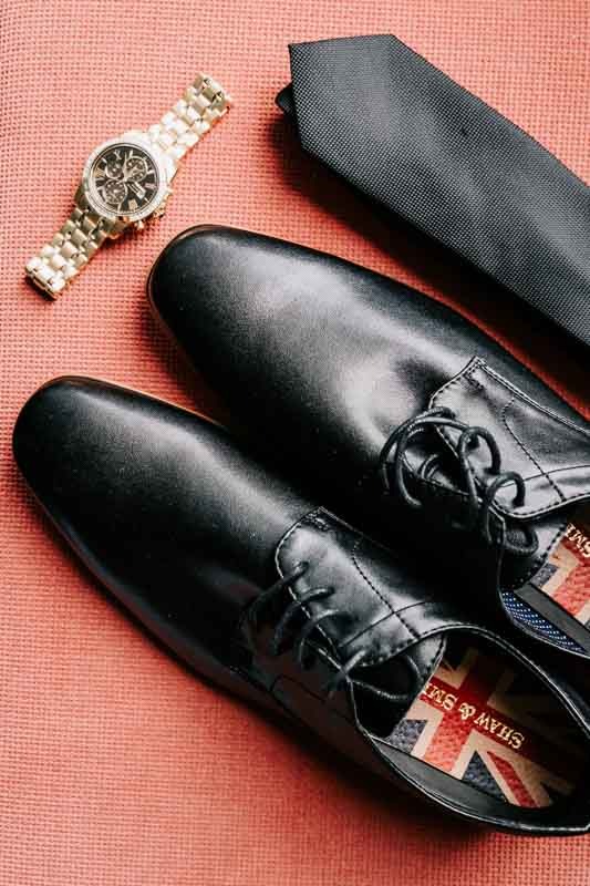 shoes, watch and tie