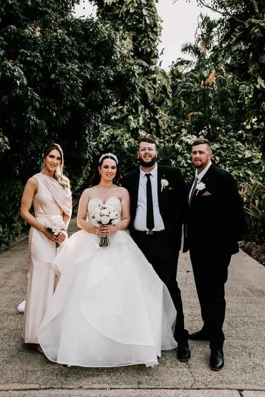 bridal party smile at camera