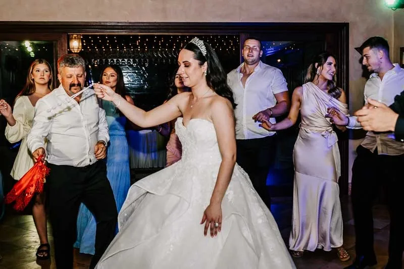 bride celebrates in dance