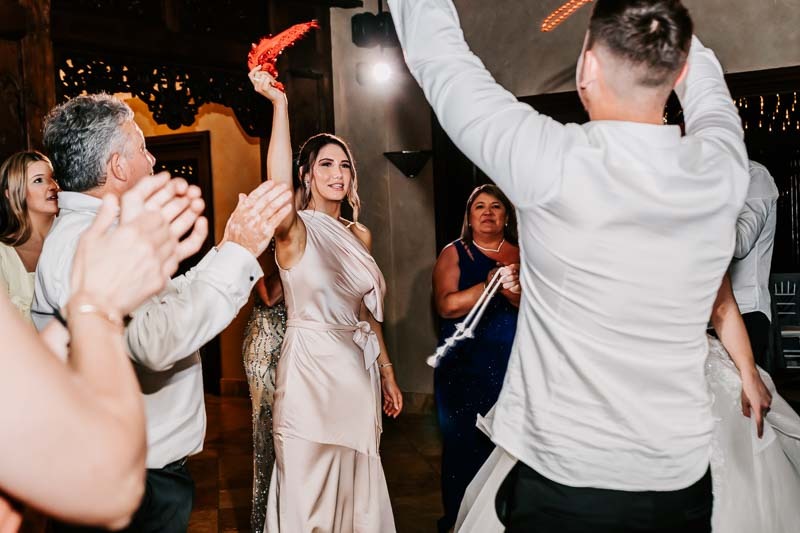 bridesmaid celebrates in dance