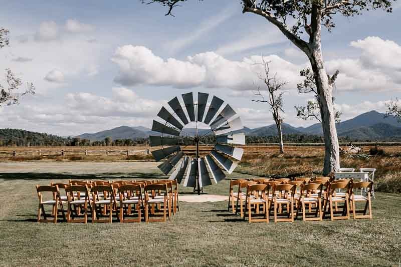 ceremony set with large windmill