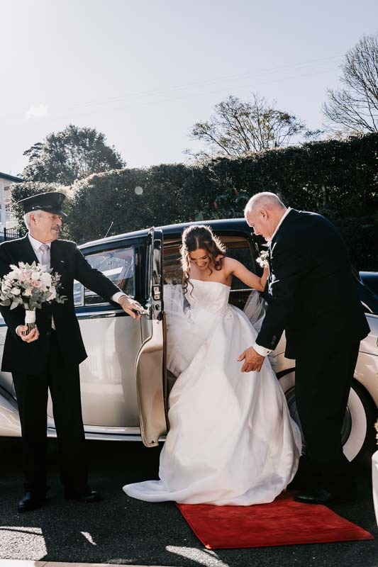 Bride exiting vehicle