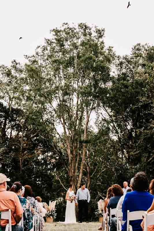 Bride & Groom in center of bush ceremony
