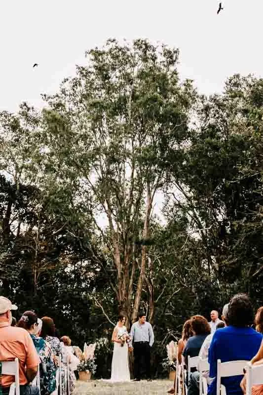 Bride & Groom in center of bush ceremony
