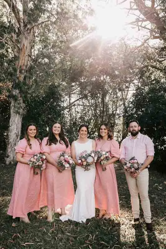 Bride with bridesmaids