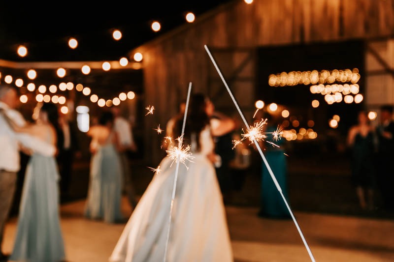 Sparklers with Bride & Groom first dance