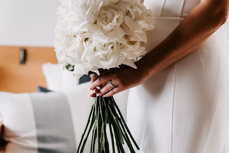 Bride holding bouquet