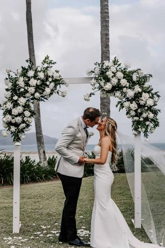 Bride & Groom kiss at ceremony