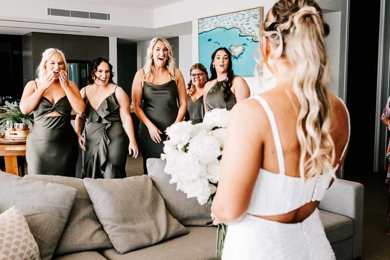 Bride reveal to bridesmaids