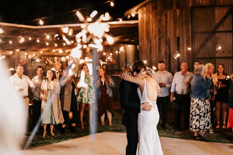 Bride & Groom first dance with sparklers
