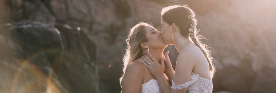 Professional videography photography drone footage of wedding couple