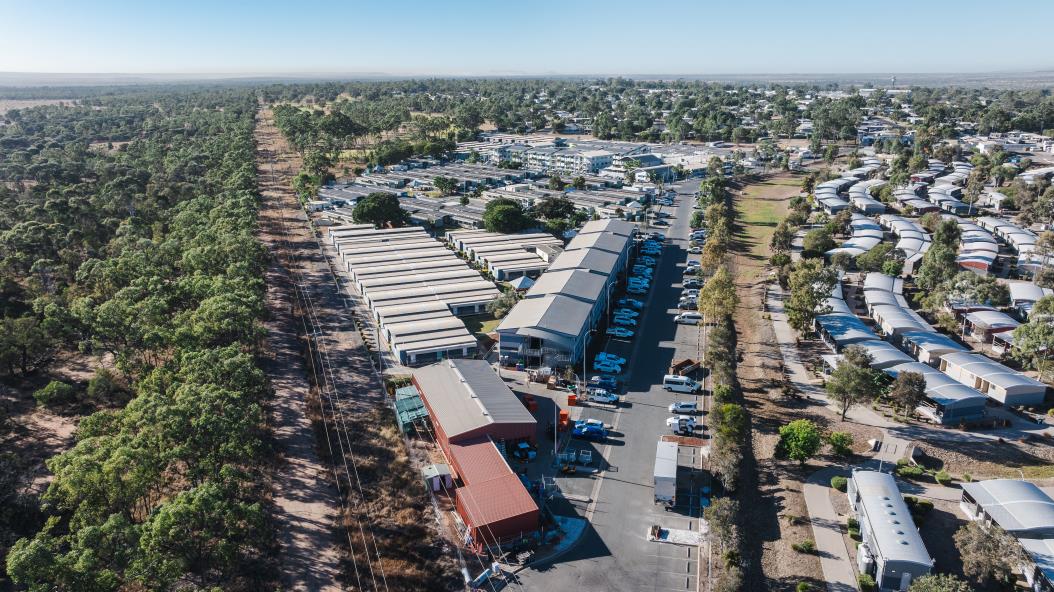 Civeo Moranbah aerial view of camp in the morning