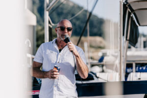 FCTA May22-Th3rd Dimension Media-LR-101 Flight Centre team enjoying group interview on board chartered vessel in Airlie Beach