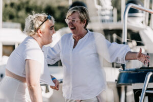 FCTA May22-Th3rd Dimension Media-LR-126 Flight Centre team enjoying group interview on board chartered vessel in Airlie Beach