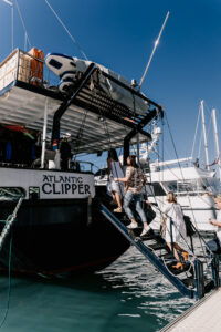 FCTA May22-Th3rd Dimension Media-LR-24 Atlantic Clipper charter vessel docked at Coral Sea Marina for Flight Centre event