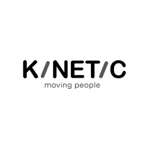kinetic moving people logo greyscale