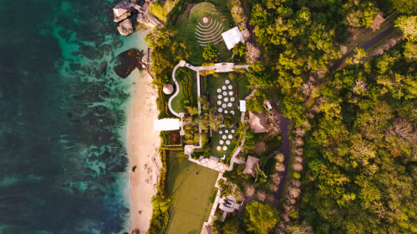 Professional videography, photography, drone view of beach resort