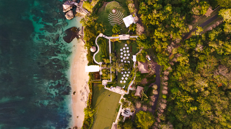 Aerial view of the coastal event setting at AYANA Resort for National Agriculture Day 2023
