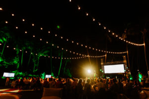 Professional videography photography and drone footage at night event