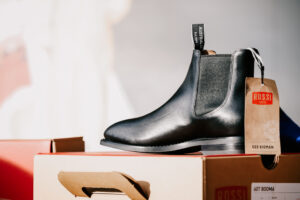 Full Gallery Ag Day 24-LR-129 Professional videography black leather boot display on boxes