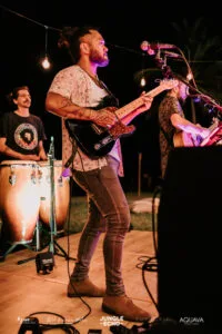 Professional videography captures live band performance at night