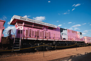 Mining Day 22-11-23 TDM LR-88 Professional videography captures pink mining train in Australia