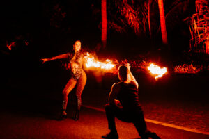 Professional videography: Fire performance in a vibrant setting