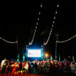 Event photography – outdoor cinema crowd under lights
