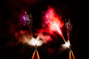 Event photography – fireworks display in night sky