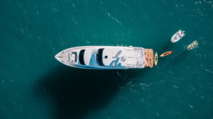 Aerial photo shoot of boat at sea