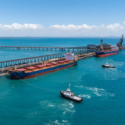 shipping container boats on a offshore