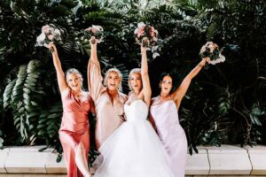 Professional videography and photography of joyful bridal party