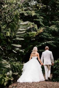 Professional videography, photography wedding couple in garden