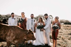 Professional videography photography drone footage rustic wedding scene
