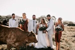 Professional videography photography drone footage rustic wedding scene